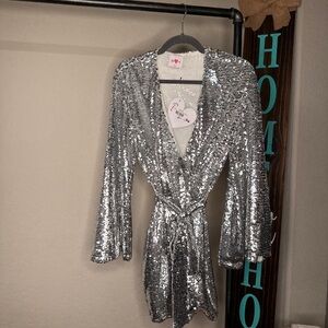 Buddy Love Shimmering Silver Sequin Mini Dress